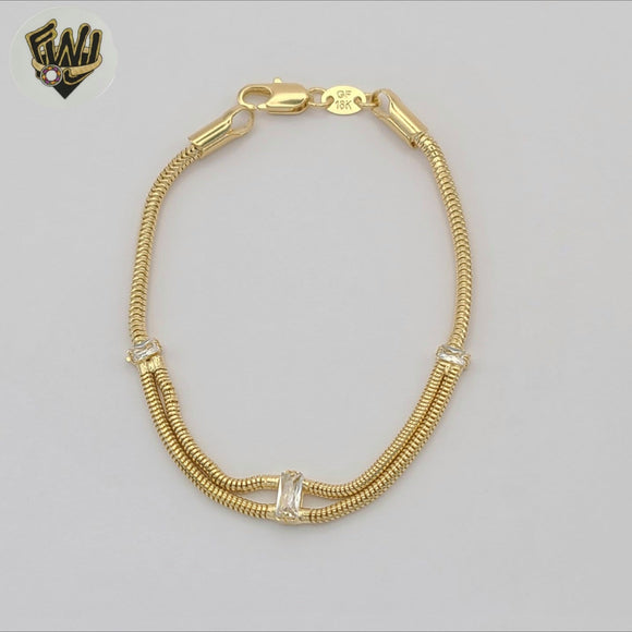 (1-0632) Gold Laminate - 2mm Double Snake Zircon Bracelet - BGF