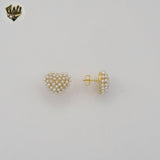 (1-1001) Gold Laminate - Pearl Heart Earrings - BGF