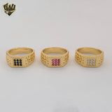 (1-3154) Gold Laminate - Squared Zircon Men Ring - BGO