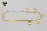 (1-0213) Gold Laminate - 2.5mm Curb Link Beach Charms Anklet - 10" - BGF