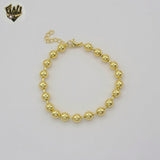 (1-0812) Gold Laminate - 6mm Balls Link Bracelet - 7" - BGO