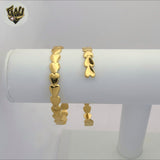 (MBRA-42) Stainless Steel - 6.5mm Heart Open Bangle.