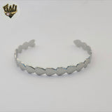 (MBRA-42-1) Stainless Steel - 6.5mm Heart Open Bangle.