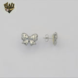 (4-2265-1) Stainless Steel - Zircon Bow Stud Earrings.
