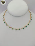 (1-6226-1) Gold Laminate - Green Zircon Tennis Necklace - BGF
