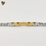 (4-4221) Stainless Steel - 11.5mm Two Tones Curb Link Bracelet - 8"
