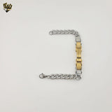 (4-4221) Stainless Steel - 11.5mm Two Tones Curb Link Bracelet - 8"