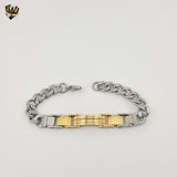 (4-4221) Stainless Steel - 11.5mm Two Tones Curb Link Bracelet - 8"