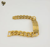 (4-4259) Stainless Steel - 7mm Curb Link Men Bracelet - 8.5"