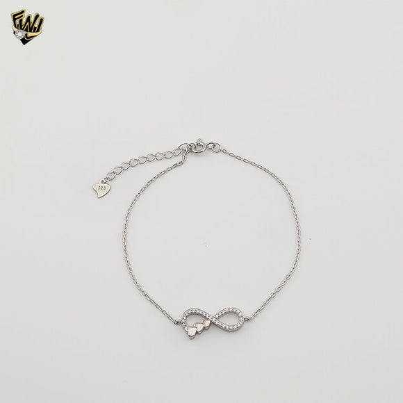 (2-0427) 925 Sterling Silver - 1mm Link Infinity Bracelet.