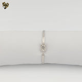 (2-0638) 925 Sterling Silver - 3.5mm Knot Open Bangle - 2.5"