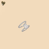(2-5254-2) 925 Sterling Silver - Wedding Rectangle Zircon Ring.