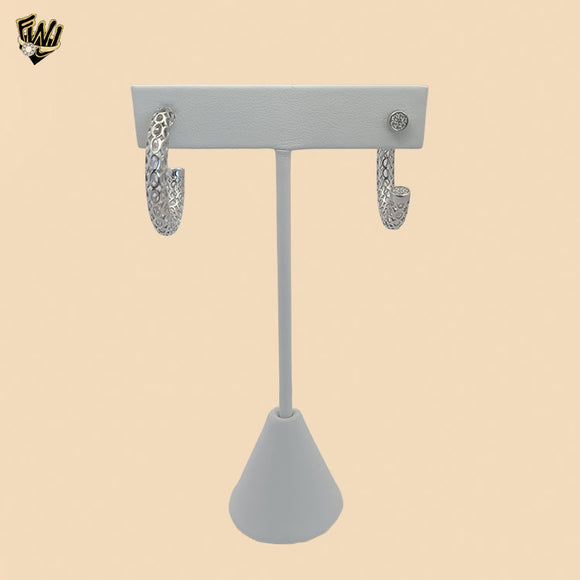 (2-4069) 925 Sterling Silver - Zircon Round Hoops