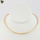 (1-6161) Gold Laminate - Thick Wire Choker Necklace - 16" - BGF