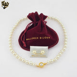(MSET-15) Gold Laminate - 8mm Mallorca Pearls Set - BGF