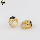 (1-3168-1) Gold Laminate - Black Stone Men Ring - BGO