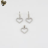 (2-6460) 925 Sterling Silver - Zircon Heart Set.