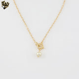 (1-6131) Gold Laminate - Pearl Toggle Necklaces - BGF - 18.5"