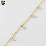 (1-0632) Gold Laminate - Zircon Charms Paper Clip Bracelet - 7" - BGF