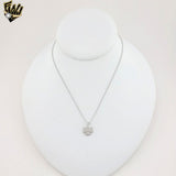 (2-66124) 925 Sterling Silver - Three Leaves Flower Necklace - 16"