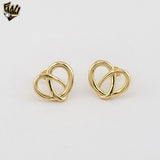 (1-1207-1) Gold Laminate - Heart Shape Stud Earrings - BGF