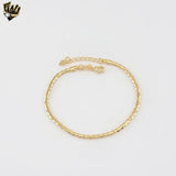 (1-0767) Gold Laminate - 3mm Flat Heart Link Bracelet - BGF