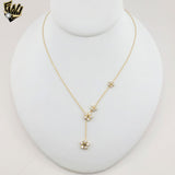 (4-7114) Stainless Steel - Dainty Tie Flower Necklace - 17"