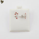 (2-3102) 925 Sterling Silver - Candy Cane Stud Earrings.