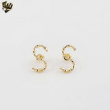 (1-1206-6) Gold Laminate - Letter S Shape Earrings - BGF