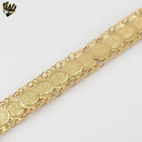 (1-0824) Pulsera de monedas de 14 mm laminadas en oro - 7,5" - BGO