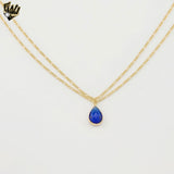 (1-6494-2) Gold Laminate - 2mm Figaro Link Blue Zircon Body Chain - BGF