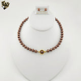 (MSET-52) Gold Laminate - 8mm Mallorca Pearls Set