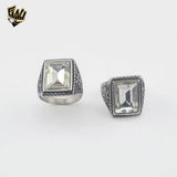 (4-0024) Stainless Steel - Oxidized Zircon Men Ring.