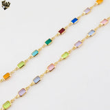 (1-1607) Gold Laminate - 5mm Multicolor Rectangles Link Chain - BGF