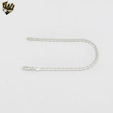 (2-0302) 925 Sterling Silver - 3mm Carved Herringbone Bracelet.