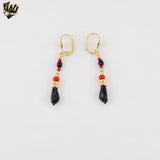 (1-1203-2) Gold Laminate - Azabache Dangle Earrings - BGF