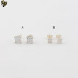 (2-3021) 925 Sterling Silver - Square Zircon Stud Earrings.