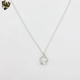 (2-66111) 925 Sterling Silver - Zircon Hearts Circle Necklace.