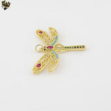 (1-2316-2) Gold Laminate - Dragonfly Multicolor Pendant - BGO