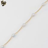 (1-0731-2) Gold Laminate - Heart Pearl Bracelet - 7" - BGF