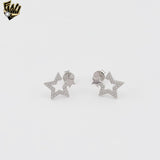 (2-3128) 925 Sterling Silver - Double Star Stud Earrings.