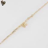 (1-0123) Gold Laminate - Paper Clip Link Butterfly Anklet - 10" - BGF