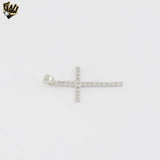 (2-1008-1) 925 Sterling Silver - Zircon Cross Pendant.