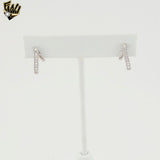 (2-3162) 925 Sterling Silver - Baguette Bar Stud Earrings.