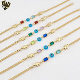 (1-0651) Gold Laminate - 3mm Curb Link Elephants Bracelet - BGF