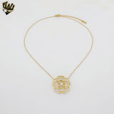 (4-7105) Stainless Steel - Zircon Rose Necklace - 16"