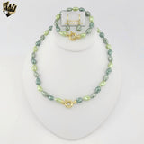 (MSET-55) Gold Laminate -Green Baroque Pearls Set