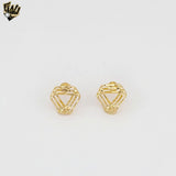 (1-1205-9) Gold Laminate - Triangle Wavy Stud Earrings - BGF