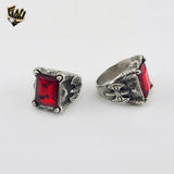 (4-0024-2) Stainless Steel - Oxidized Zircon Men Ring.