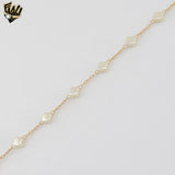(1-0785-1) Gold Laminate - Flower Pearl Bracelet - 7" - BGF